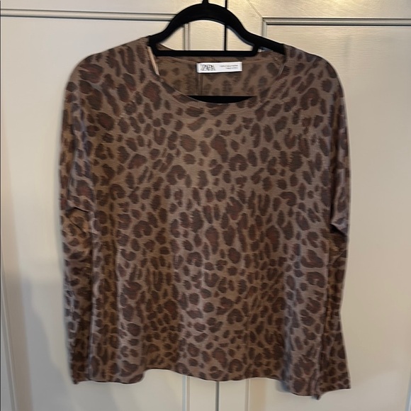 Zara Brown Leopard Print Women's Top NWT - Picture 1 of 5
